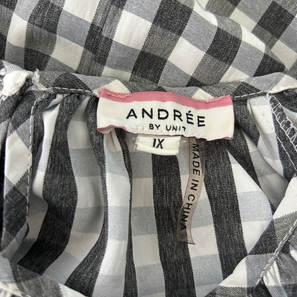 Andree by Unit Gingham Blouse Long Sleeve Checkered Top Casual Size 1X - Picture 5 of 6